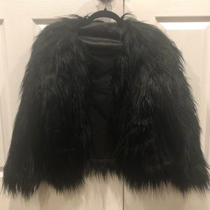 Jackets & Coats - Black Faux Fur Jacket Long Sleeve Coat Jackets & Coats - Black Faux Fur Jacket Long Sleeve Coat